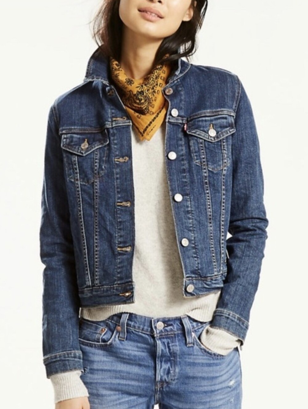Levi's Original Trucker Jacket Denim Blue Women's Size XS Jean Jacket Button Up